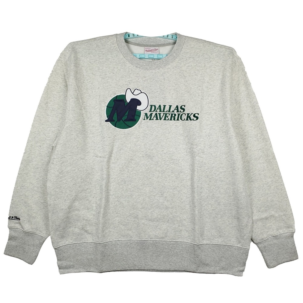 Dallas‎ Mavs Mitchell & Ness NBA 3XL XXXL Sweatshirt Cut & Sew Logo Art Gray NWT